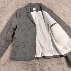 Promod Women's Linen Blazer 12 Gray Business Career Jacket‎ Office Professional